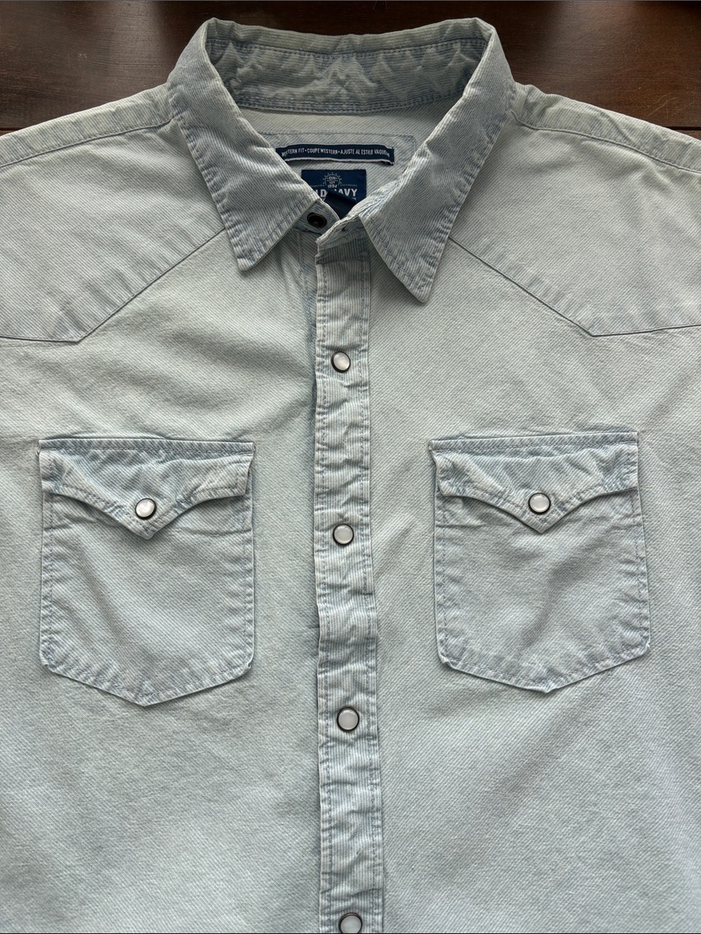 Old Navy Men's Pale Blue Denim Western Shirt